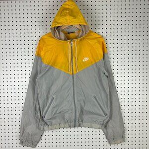 Nike 80s Wind Runner Jacket Large Yellow Gray Full Zip Track Vintage RARE Swoosh